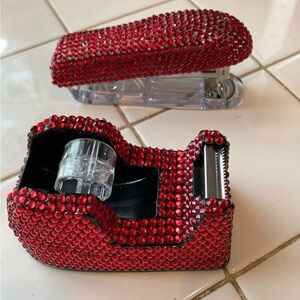 Bling matching tape dispenser and stapler “Red”